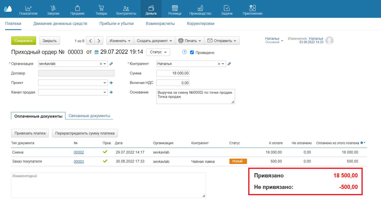 Отрицательное значение